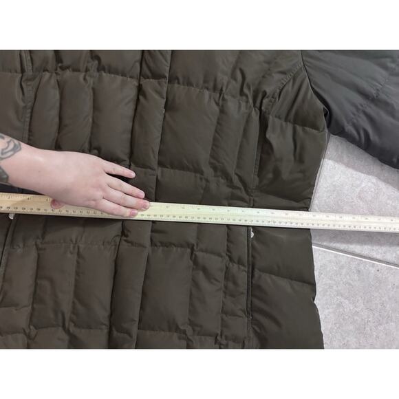 Eddie Bauer Goose Down Puffer Coat Womens XL Brown Hooded Parka Faux Fur Quilted - Picture 10 of 15